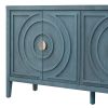 TREXM Retro Sideboard door with Circular Groove Design Round Metal Door Handle for Entrance, Dinning Room, Living Room (Antique Blue)