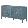 TREXM Retro Sideboard door with Circular Groove Design Round Metal Door Handle for Entrance, Dinning Room, Living Room (Antique Blue)