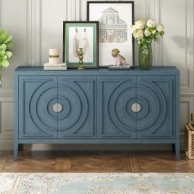 TREXM Retro Sideboard door with Circular Groove Design Round Metal Door Handle for Entrance, Dinning Room, Living Room (Antique Blue)