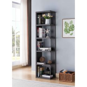 Bookcase Display, Home Book Stand with 5-Tier Shelves in Distressed Grey