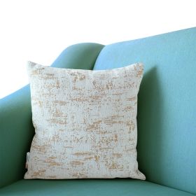 Decorative Beige and Gold Chenille Throw Pillow