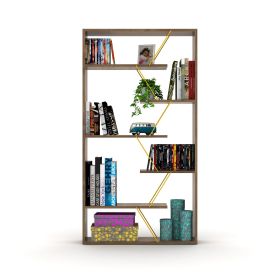 Furnish Home Store Wood Frame Etagere Open Back 6 Shelves Bookcase Industrial Bookshelf for Office and Living Rooms Modern Bookcases Large Bookshelf O