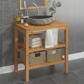 Bathroom Vanity Cabinet Solid Teak with Riverstone Sink