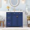 36-inch Bathroom Vanity, Transitional Style Bathroom Cabinet with Resin Sink, Navy Blue Single Bathroom Cabinet