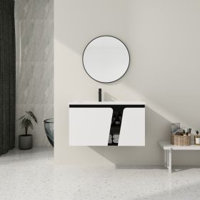 36'' Floating Wall-Mounted Bathroom Vanity With Ceramic Basin & Soft-Close Cabinet Door