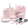 Soft Grip Healthy Ceramic Nonstick 23 Piece Kitchen Cookware Pots and Frying Sauce Saute Pans Set with Kitchen Utensils,