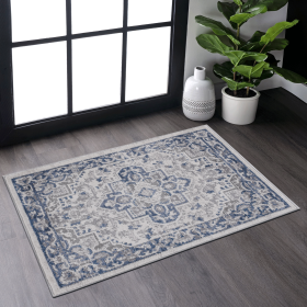 NAAR MARFI Collection 2X3 Blue/Grey/Oriental Non-Shedding Living Room Bedroom Dining Home Office Stylish and Stain Resistant Area Rug