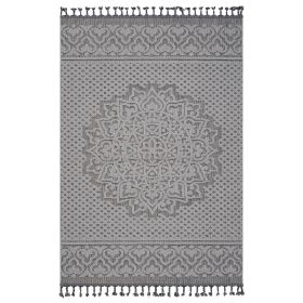 NAAR Guros Collection 4X6 Gray/White /Medallion Indoor/Outdoor Area Rug