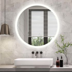 LED Round Lighted Mirror, 28 Inch Bathroom Backlit Vanity Mirror Wall Mounted with 3000K/4500K/6000K Adjustable, Anti-Fog, Smart Touch Button