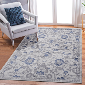 NAAR MARFI Collection 5X7 Blue/Silver/Oriental Non-Shedding Living Room Bedroom Dining Home Office Stylish and Stain Resistant Area Rug