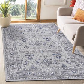 NAAR MARFI Collection 6X9 Grey/Blue/Oriental Non-Shedding Living Room Bedroom Dining Home Office Stylish and Stain Resistant Area Rug