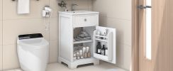 20" Bathroom Vanity with Sink, Bathroom Cabinet with Soft Closing Door, Storage Rack and Adjustable Shelve, White