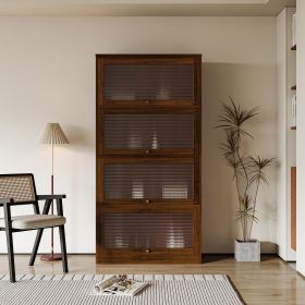 Bookcase Contemporary Closed Back Glass Doors Office Storage Cabinet Floor-to-Ceiling Low Cabinet Bookcase Against Wall Dustproof Bookshelf