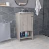 Jane Bathroom Vanity, Single Door Cabinet, Two Shelves -Light Gray