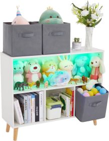 LED Kids Bookshelf and Toy Storage, Kids Bookcase with Storage, Kids Toy Storage Organizer, Bookshelf for Kids, Book Shelf for Kids Rooms and Bedroom