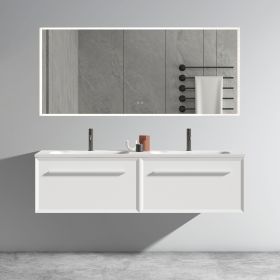 U052-Nevia60W-206 Nevia 60" Matt Snow White Bathroom Vanity with Automatic LED Drawer Light