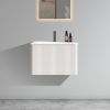 U059-Etna24W-301 Etna 24" Striped Soft White Bathroom Vanity with White Ceramic Sink, Wall Mounted Floating Bathroom Vanity for Modern Bathroom