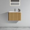 U055-Etna24W-306 Etna 24" Striped Natural Oak Bathroom Vanity with White Ceramic Sink, Wall Mounted Floating Bathroom Vanity for Modern Bathroom