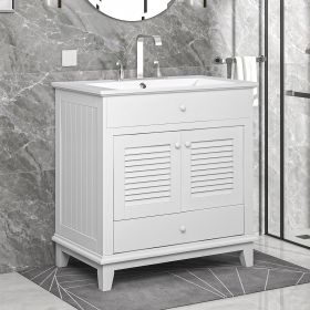 30" Bathroom Vanity with Sink, Bathroom Cabinet with Two Doors and One Drawer