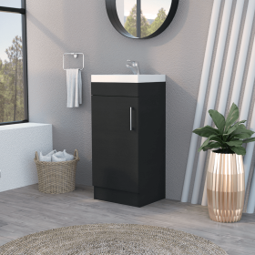 Bathroom Vanity Sink Jozz, Single Door Cabinet, Black Wengue Finish