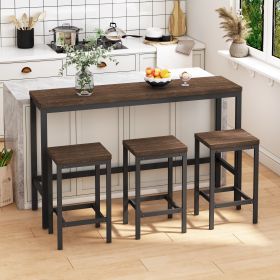 Modern Design Kitchen Dining Table,Pub Table,Long Dining Table Set with 3 Stools,Easy Assembly