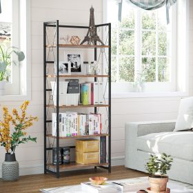 64 '' Tall 5 Tiers Bookshelf Classically Modern Metal Frame Bookshelf Book Rack  Storage Rack Shelves in Living Room/Home/Office