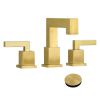 Brushed Gold 3-Hole Low-Arch 8 Inch Widespread Bathroom Faucet