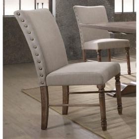 Leventis Side Chair (Set-2) in Cream Linen & Weathered Oak