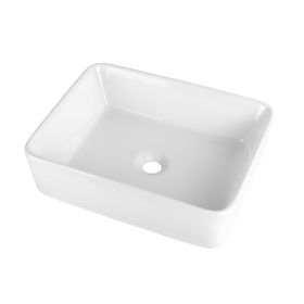 Ghomeg Bathroom Rectangle Above White Porcelain Ceramic Vessel Vanity Sink Art Basin