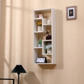 Bookshelf, Freestanding Wood Open Bookcase with 5 Cubes, with 2 keyhole hangers