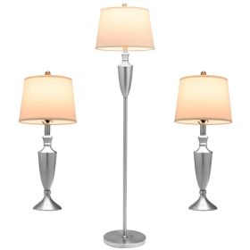 3 Piece Lamp with Set Modern Floor Lamp and 2 Table Lamps