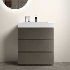 Alice 30" Gray Bathroom Vanity with Sink, Large Storage Freestanding Bathroom Vanity for Modern Bathroom