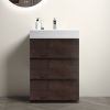 Alice 24" Walnut Bathroom Vanity with Sink, Large Storage Freestanding Bathroom Vanity for Modern Bathroom