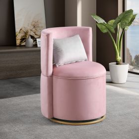 360Â° Swivel Accent Chair with Storage Function, Velvet Curved Chair with Gold Metal Base for Living Room, Nursery, Bedroom [Video]