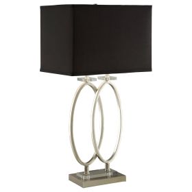 Brushed Nickel and Black Rectangular Shade Accent Lamp