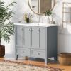 36'' Bathroom Vanity with Resin Sink Combo,Solid Wood Frame Bathroom Storage Cabinet, Freestanding Vanity Set with 4 Soft Closing Doors& 2 Drawers