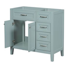 36" Bathroom Vanity without Sink, Cabinet Base Only, Bathroom Cabinet with Drawers, Solid Frame and MDF Board, Green