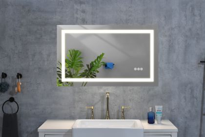 LED Bathroom Mirror 40 "x 26" with Front and Backlight, Large Dimmable Wall Mirrors with Anti-Fog, Memory, 3 Colors, LED Vanity Mirror