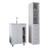 Montana 2 Piece Bathroom Set, Acra Free Standing Vanity + Magna Linen Cabinet , White