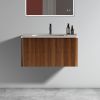 U047-Etna30W-305 Etna 30" Striped Walnut Bathroom Vanity with White Ceramic Sink, Wall Mounted Floating Bathroom Vanity for Modern Bathroom