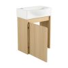 16 "Bathroom Vanity Sink Combo for Small Space, Modern Small Bathroom Vanity with Sink, Small Bathroom Sink Cabinet Set ,Oak