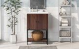 [Viedo]24" inch Walnut Finish Bathroom Vanity Cabinet with 2 Soft-Close Doors, Open Storage