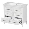 36'' Bathroom Vanity with Resin Sink Combo, Free Standing Single Vanity Set with Four Drawers, Solid Wood Frame Bathroom Storage Cabinet