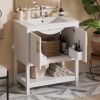 30-Inch White Bathroom Vanity with Ceramic Sink and Versatile Storage - Ideal for Small Bathrooms