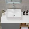 1pc 19" x 15" Countertop Rectangle Vessel Sink, Above Counter Ceramic Hand Wash Basin Vanity Sink, Bathroom Sanitary Ware Art Basin Vessel Sink Bowl