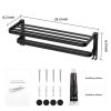 Towel Racks for Bathroom Wall Mounted,23.6" Foldable Towel Holder with Two Towel Bars and Hooks