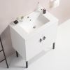 30" Bathroom Vanity with Metal Leg,with White Ceramic Basin,Two Soft Close Cabinet Doors, Solid Wood,Excluding faucets,white