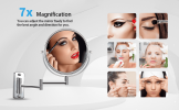 8-inch Wall Mounted Makeup Vanity Mirror, 1X / 7X Magnification Mirror, 360Â° Swivel with Extension Arm (Chrome Finish)