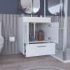 Velloc Single Bathroom Vanity, Double Door Cabinet, One Drawer -White