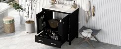 30" Black Bathroom Vanity with Single Sink, Combo Cabinet Undermount Sink, Bathroom Storage Cabinet with 2 Doors and a Drawer, Soft Closing